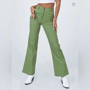 Princess Polly NWT Carson Green High Rise Flare Pants Wide Leg Size 4